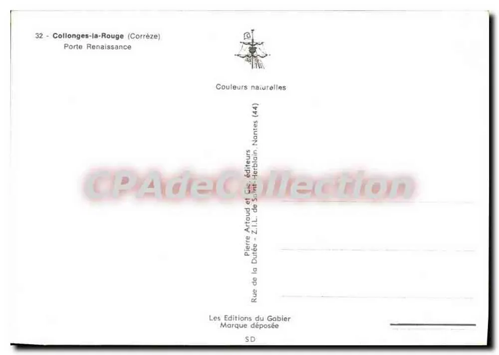 Collonges-la-Rouge — Puerta Renacentista — Pierre Artaud y Cie, editores - Reverso