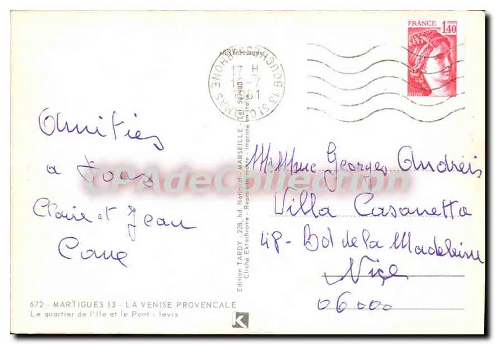 Martigues — Le quartier de l'Île et le Pont - Levis — Édition TADDY - Rückseite
