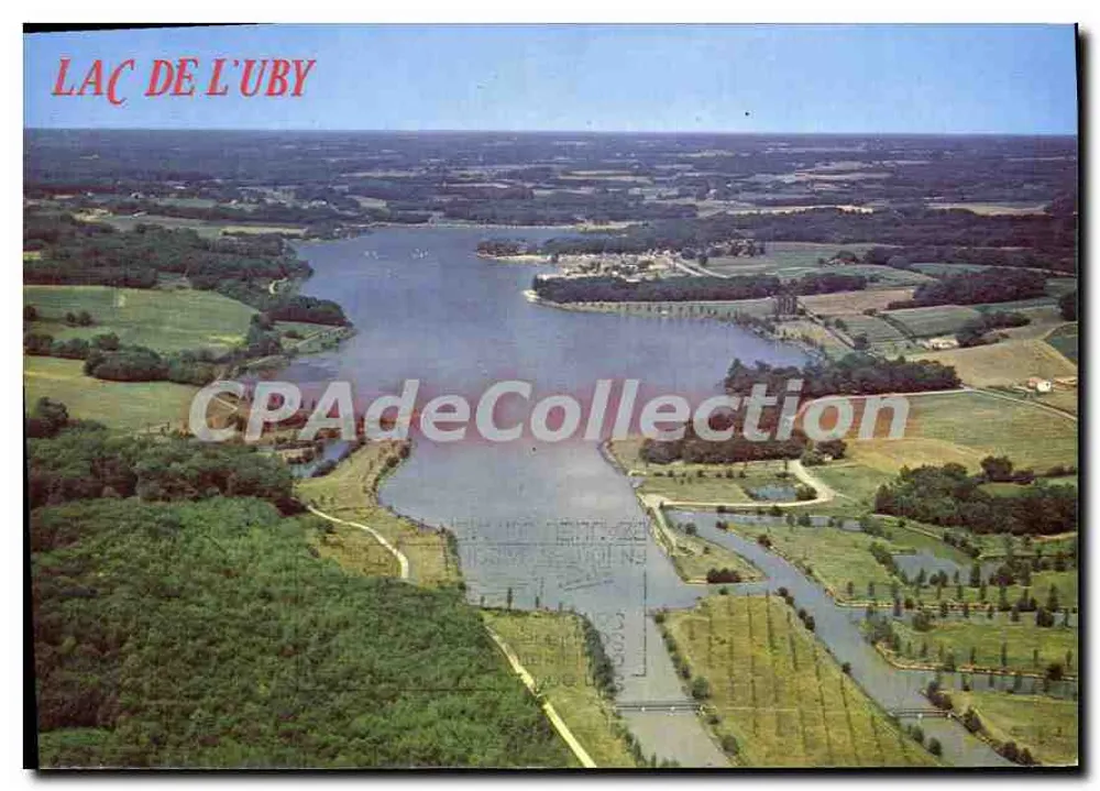 Lac de l'Uby — panoramische Luftaufnahme — Antike Ansichtskarte - Vorderseite