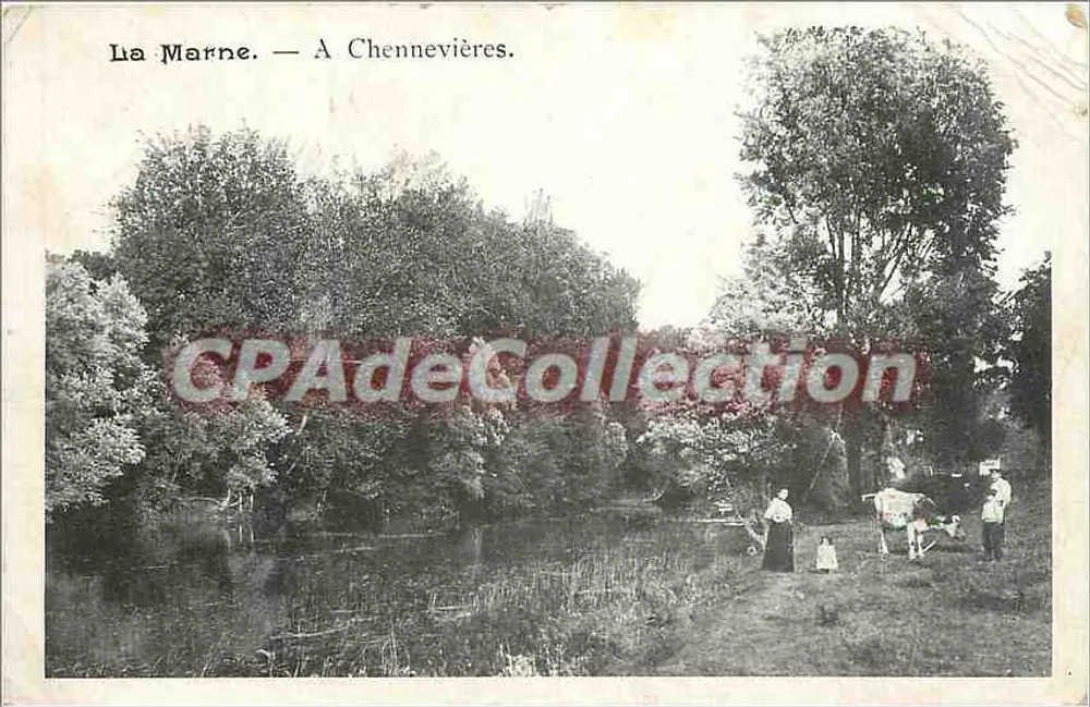 La Marne — Em Chennevières — Bilhete postal antigo de Coleção - Frente