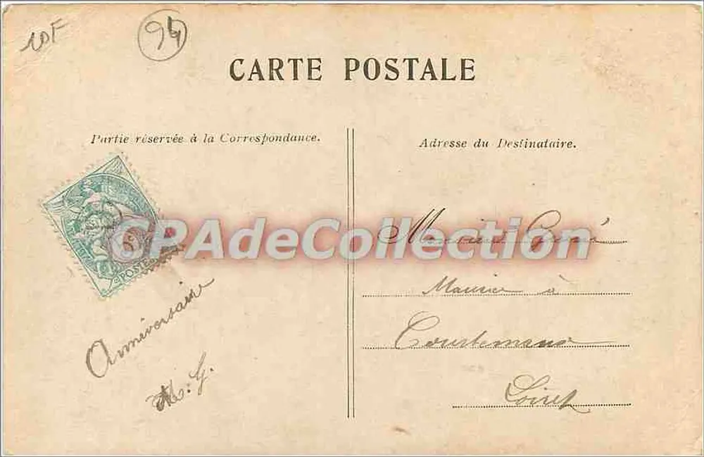 La Marne — Em Chennevières — Bilhete postal antigo de Coleção - Verso