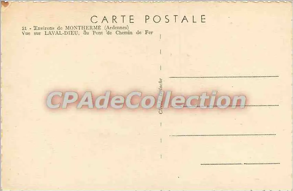Umgebung von Montthermé — Ansicht von Laaval-Dieu, vom Eisenbahnbrücke — Vintage Postcard/Antike Ansichtskarte - Rückseite