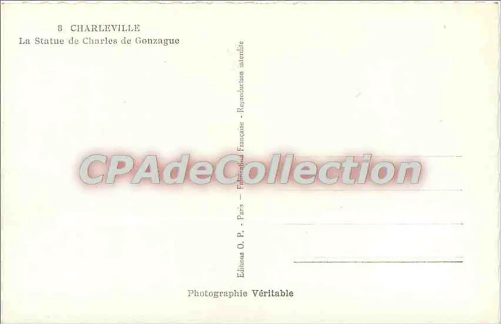 Charleville-Mézières — Estátua de Charles de Gonzague — Edições O.P. Paris - Verso