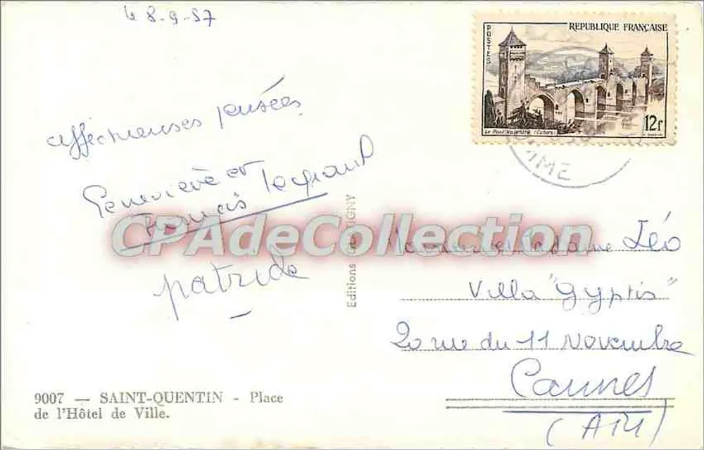 Platz des Rathauses in Saint-Quentin — Verlag Editions de l'AGNY, Nr. 9007 - Rückseite