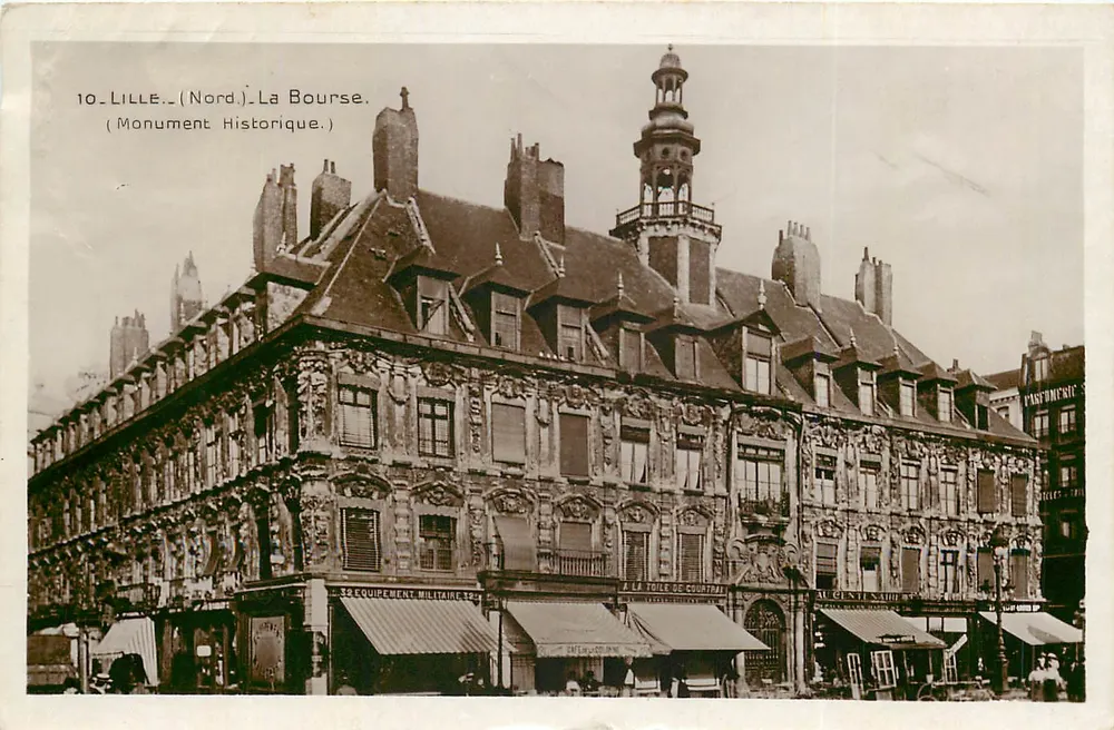 Lille (Nord) - A Bolsa. Monumento Histórico — Torre de Courtrai — Editor: Lucien POLLLET, n° 10 - Frente