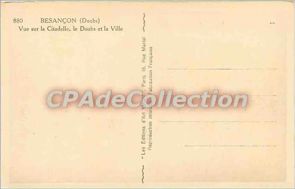 Besançon (Doubs) — Ansicht der Citadel, des Doubs und der Stadt — Les Éditions d'Art Wyon, Paris - Rückseite