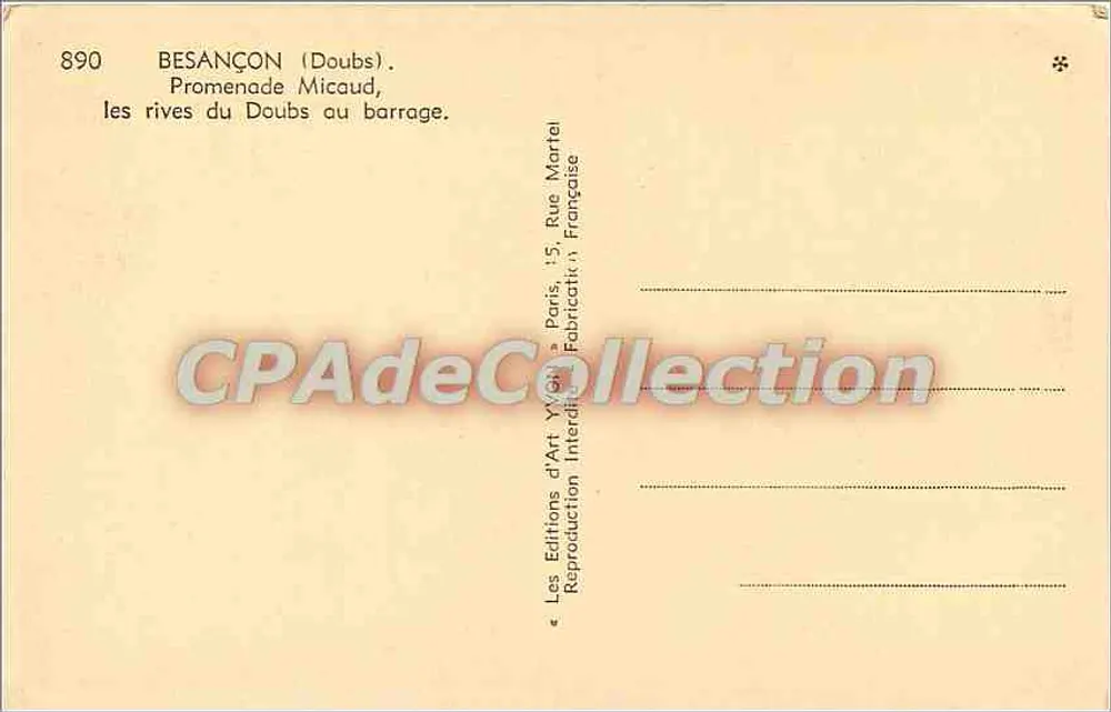 Besançon (Doubs) — Promenade Micaud, die Ufer des Doubs am Staudamm — Editions d'Art Yvonne - Rückseite