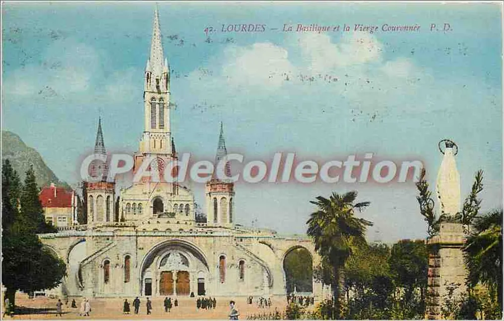 Lourdes — Die Basilika und die gekrönte Jungfrau — P. D. - Vorderseite