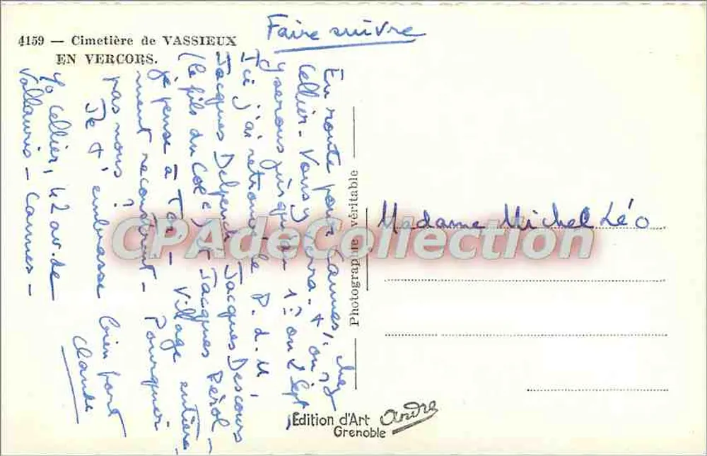 Friedhof von VASSIEUX — In Vercors — Künstlerische Ausgabe Grenoble - Rückseite