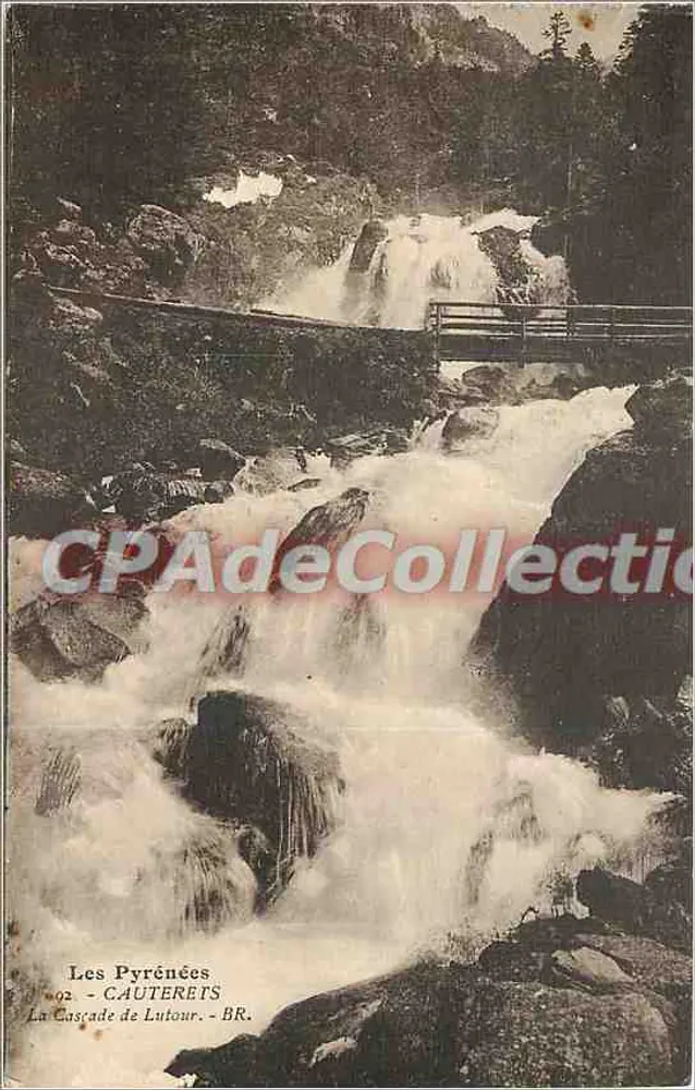 Os Pirineus - CAUTERETS - A Cachoeira de Lutour - BR. - Bloc frères, Editores, Bordeaux - Frente