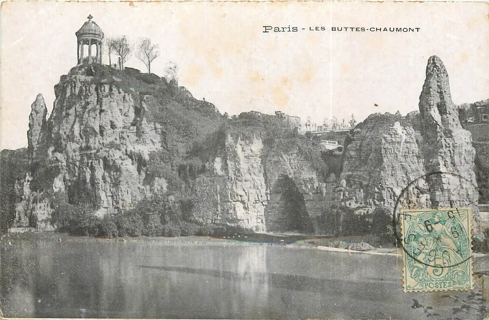 Paris - Les Buttes-Chaumont — vista das falésias e do templo — editor desconhecido - Frente