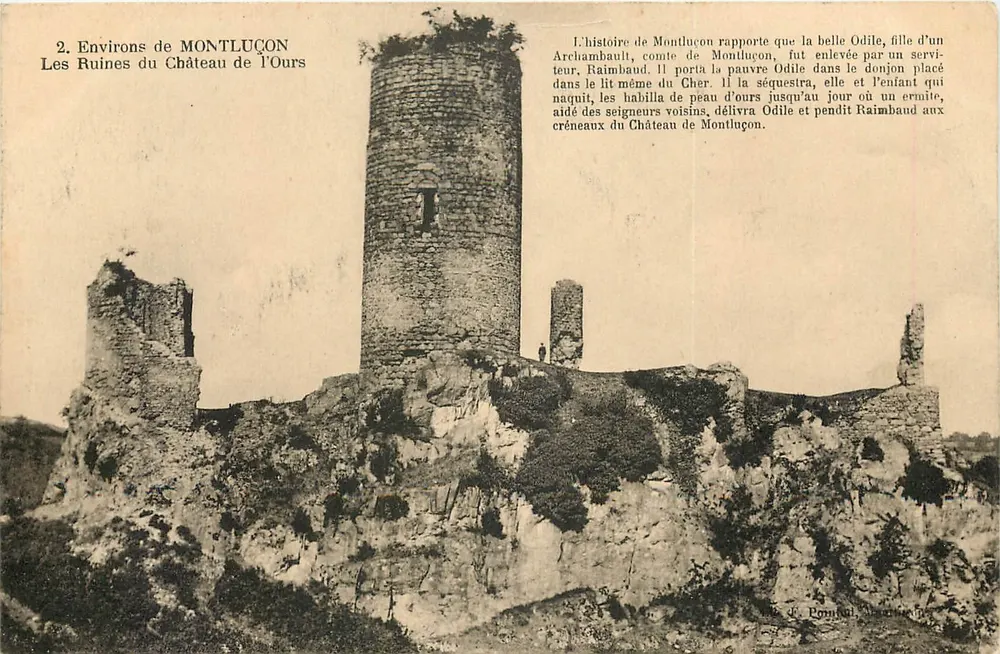 Ruinen des Schlosses Montluçon — Um Montluçon — Verlag D. Pompid, n°2 - Vorderseite