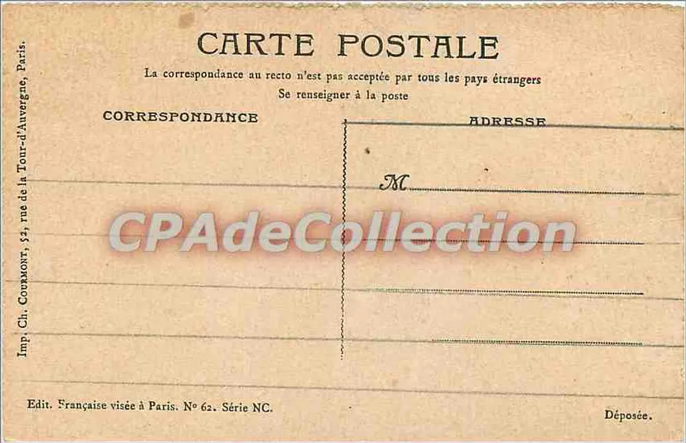 Ruiterspaard — Geweerschot — Imp. Ch. Corniaour, Parijs, N° 62, Série NC - Achterkant