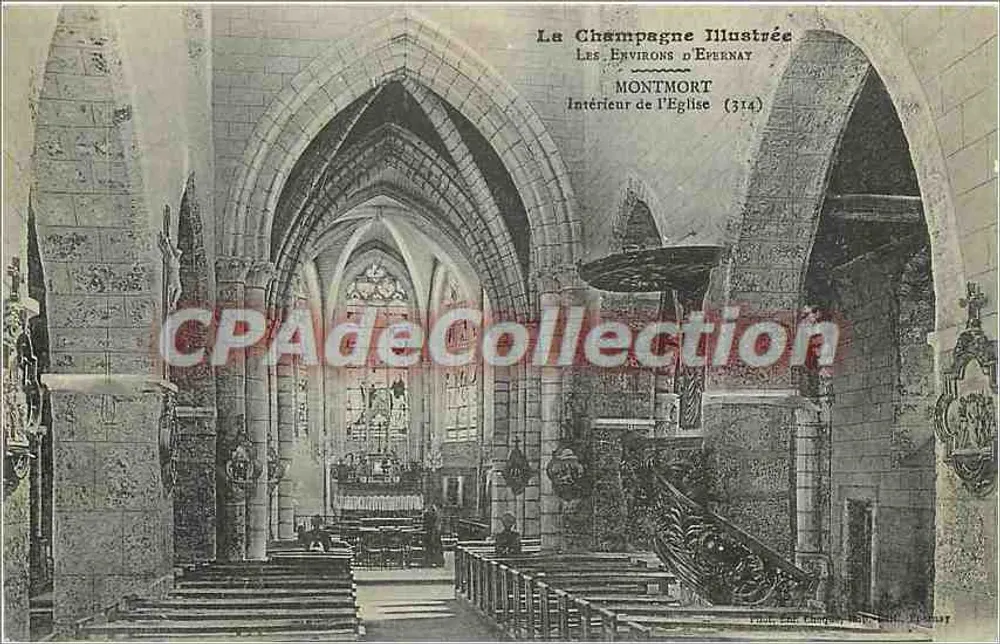 Montmort — Interior da Igreja — La Champagne Illustrée (314) - Frente