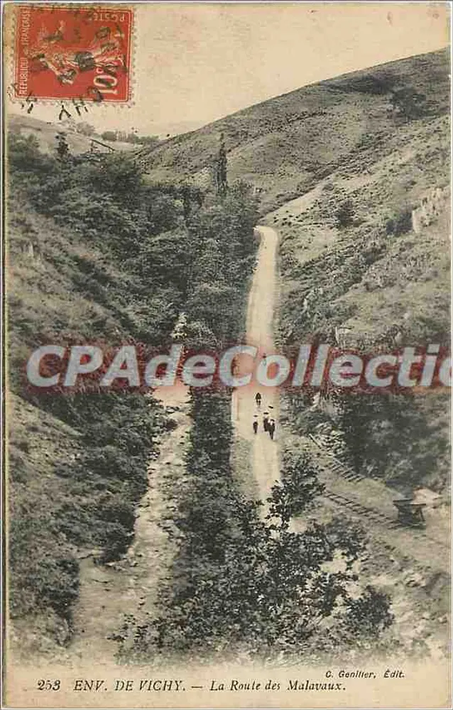 Antieke ansichtkaart van Vichy — De Weg van de Malavaux — C. Genitier, Uitgever - Voorkant
