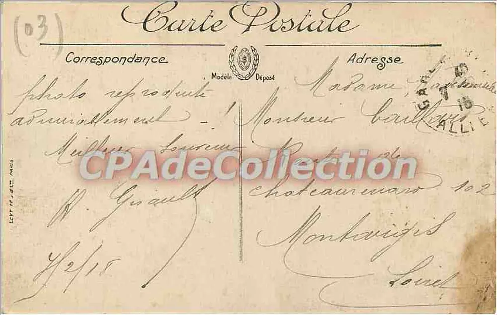 Antieke ansichtkaart van Vichy — De Weg van de Malavaux — C. Genitier, Uitgever - Achterkant