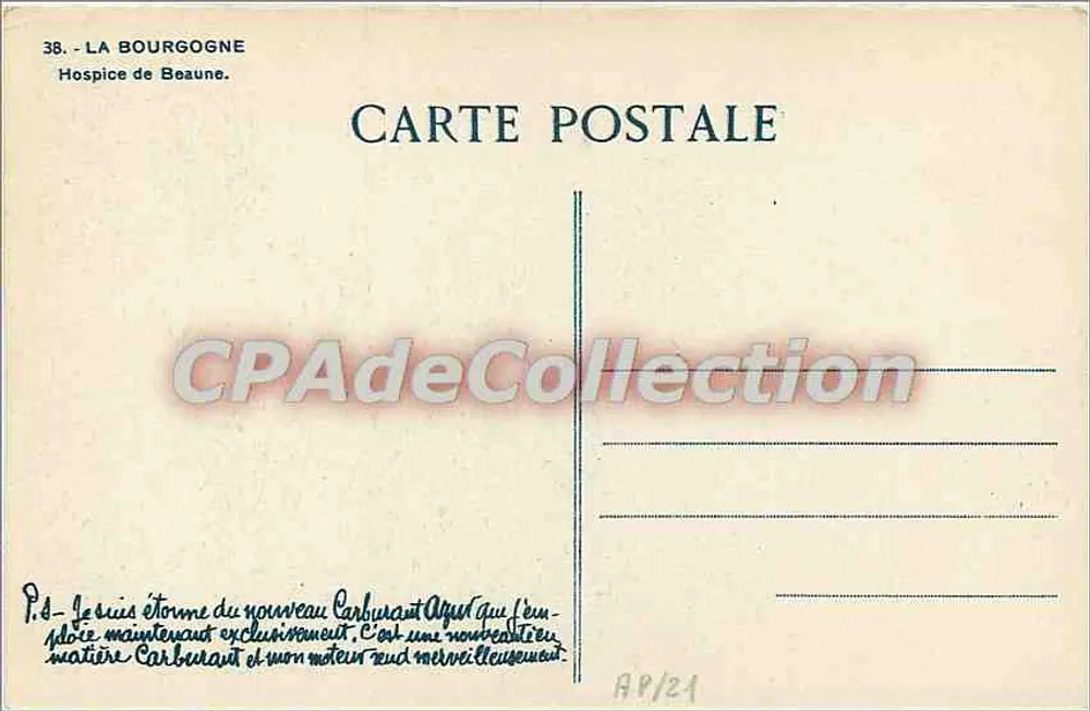 Hospice van Beaune — De Bourgondië — Antieke ansichtkaart n°38 - Achterkant