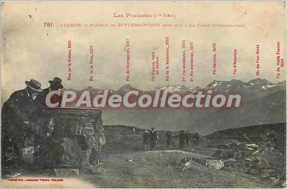 Luchon - Plateau de Superbagnères (1800 m) - La Table d'Orientaion — Phototypie Labouche Pierre, Toulouse, 1. Serie - Vorderseite