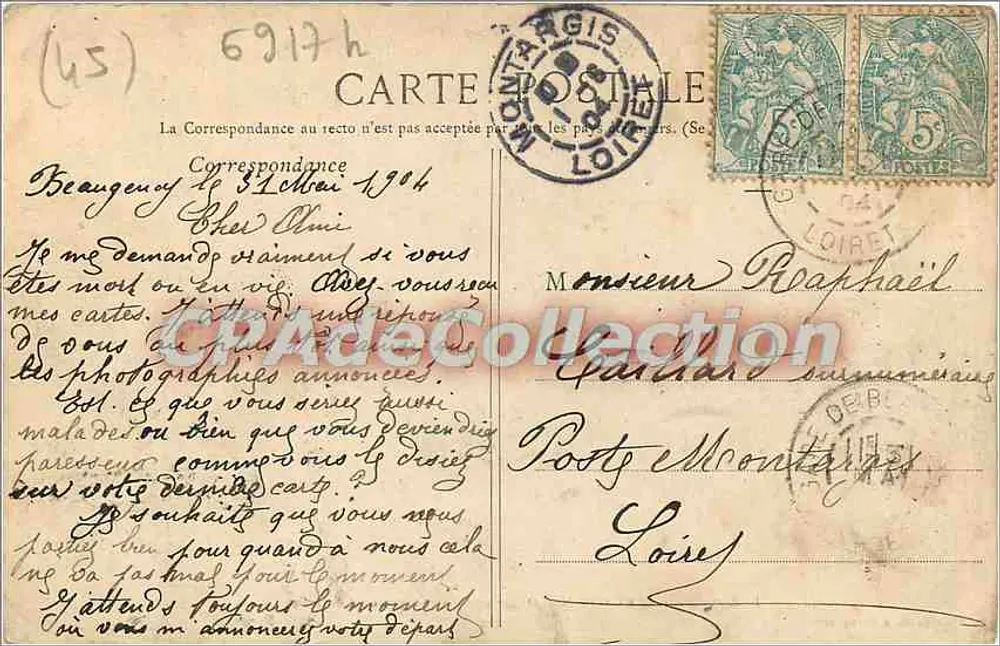 Beaugency — Der Grand Mail und die höhere Primarschule für Mädchen — A. Lefèvre, Verlag in Beaugency - Rückseite