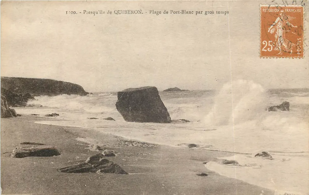 Presqu'île de Quiberon - Port-Blanc Strand bei Sturm — Verlag Laurent-Nel, Rennes, Nr. 1100 - Vorderseite