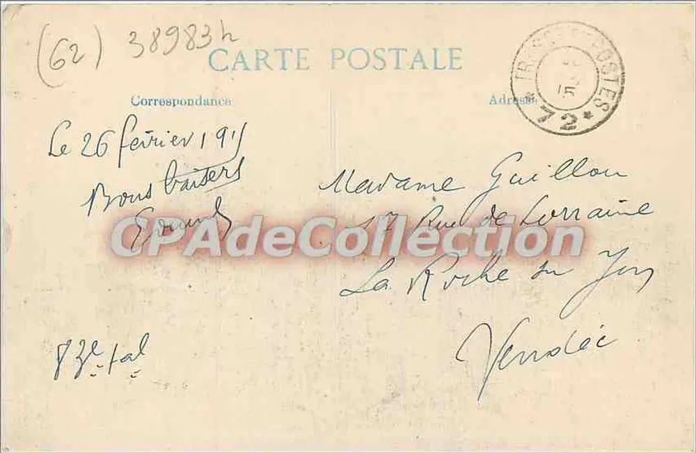 Arras — Place de la Gare — destruídas - Verso