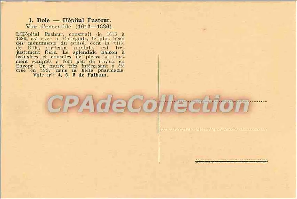 Dole — Hospital Pasteur — Vista geral (1613-1686) - Verso
