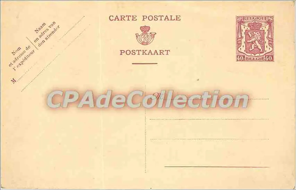 Carta postal belga — verso — editor desconhecido, número de série não visível - Frente