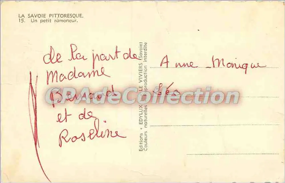 Ein kleiner Schornsteinfeger — Die pittoreske Savoie, n°15 — Éditions Edylux - Rückseite