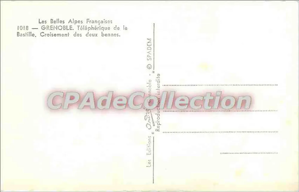 Grenoble — Der Seilbahn der Bastille, Kreuzung der beiden Kabinen — Editions SPADEM, n° 1018 - Rückseite