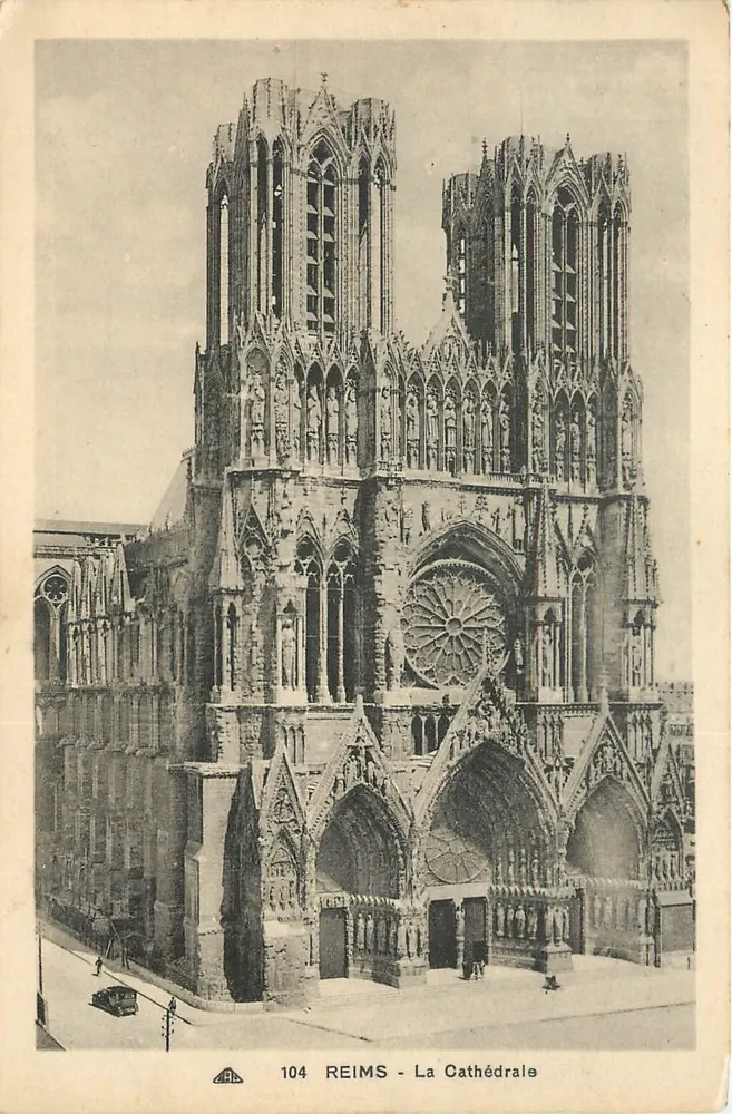 Reims — A Catedral — vista da fachada gótica — editor A. Lévy, n° 104 - Frente