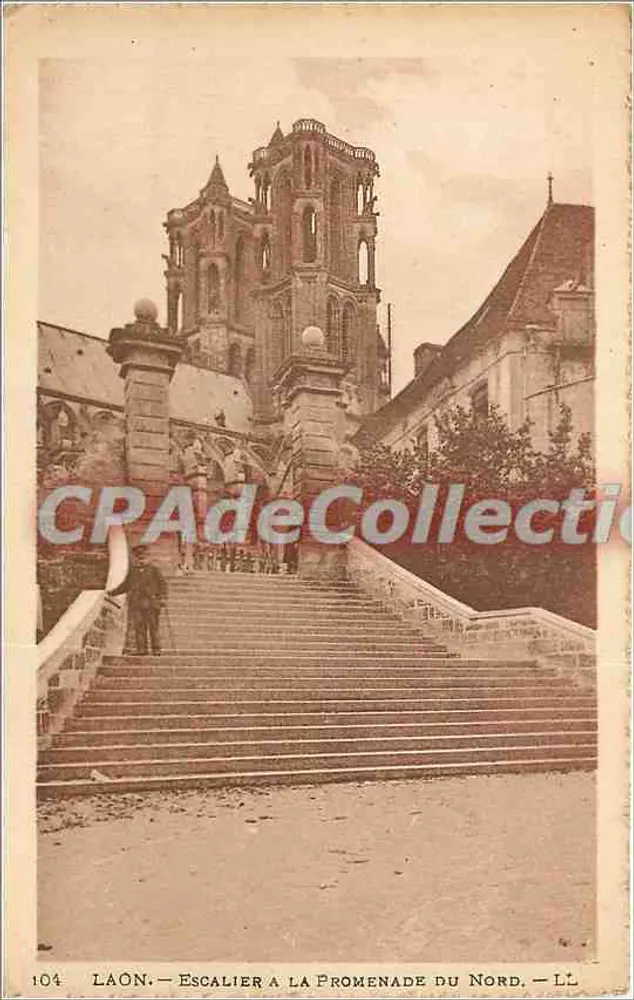 Laon — Escada na Promenade do Norte — LL — n° 104 - Frente