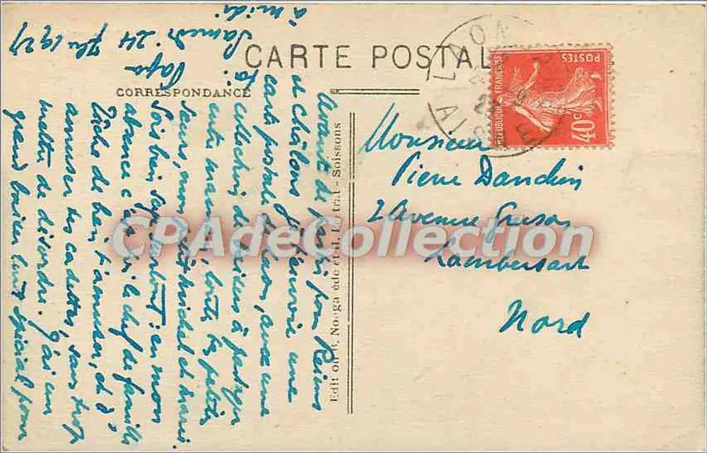 Laon — Uma vista sobre a Catedral — Edição d'Art et de Lettres, n° 10 - Verso