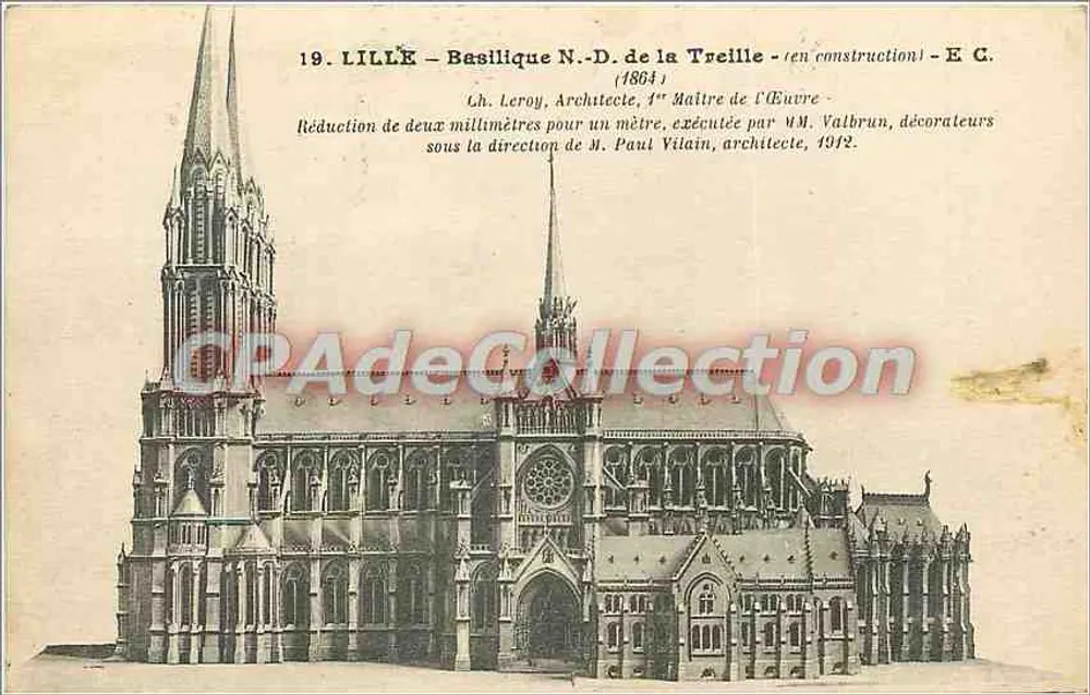 Lille - Basílica N.-D. da Treille - (em construção) - E.G. (1864) - Frente
