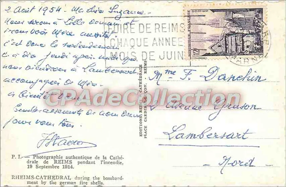 Kathedrale von Reims — Brand — Éditions Reims, Nr. 19 - Rückseite