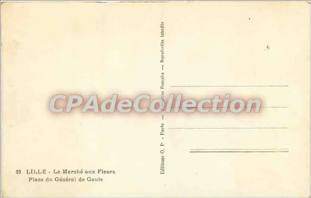 Lille - Place du Général de Gaulle - Blumenmarkt — Éditions O.P. Paris - Rückseite