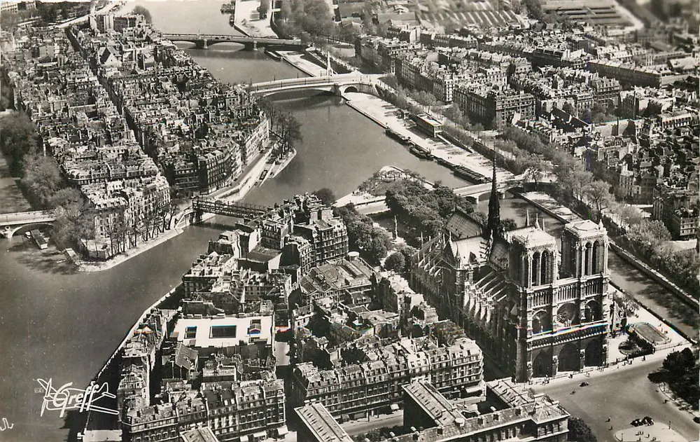 Paris — Luftbild der Notre-Dame und der Île Saint-Louis — GREFF, S.E.R.P. Verlag, Paris - Vorderseite