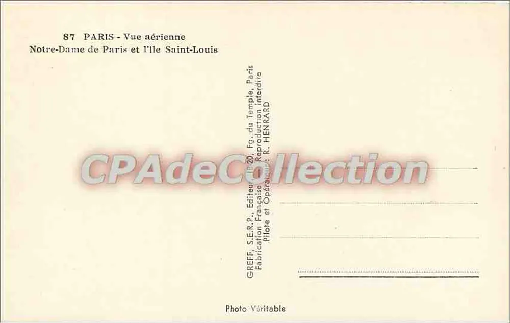 Paris — Luftbild der Notre-Dame und der Île Saint-Louis — GREFF, S.E.R.P. Verlag, Paris - Rückseite