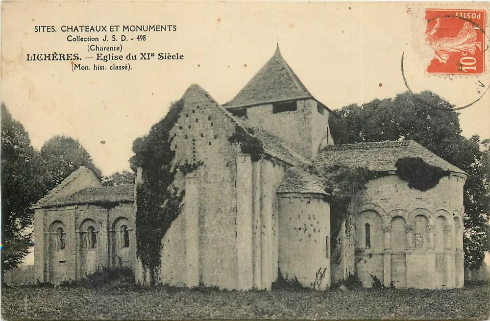 Lichères — Kirche des 11. Jahrhunderts — Sammlung J. S. D. - 498 - Vorderseite