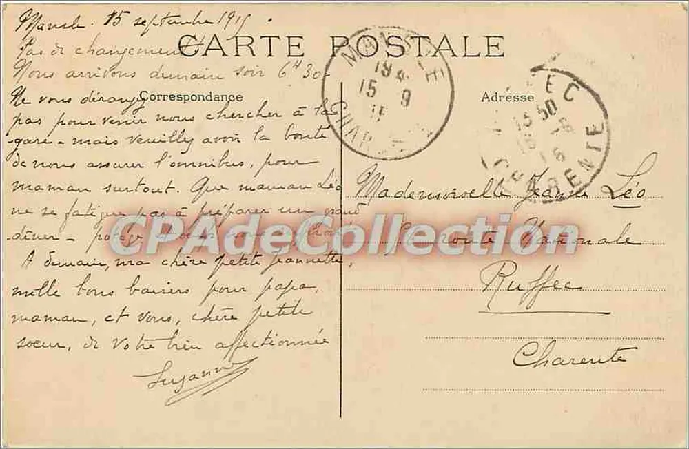 Lichères — Kirche des 11. Jahrhunderts — Sammlung J. S. D. - 498 - Rückseite