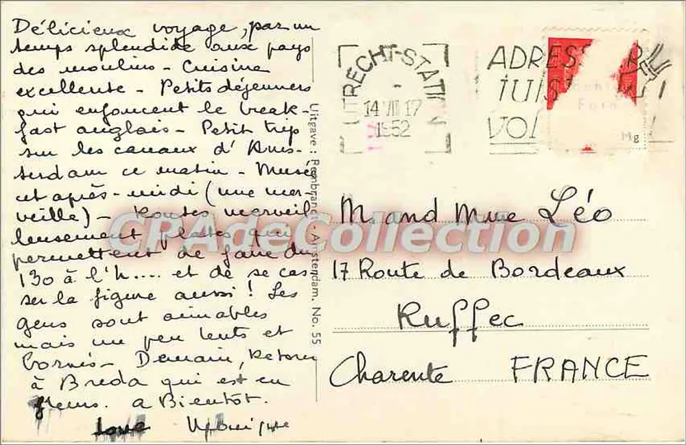 Amsterdam-C., Reguliersgracht — vista do canal com ponte — CPAdeCollection - Verso