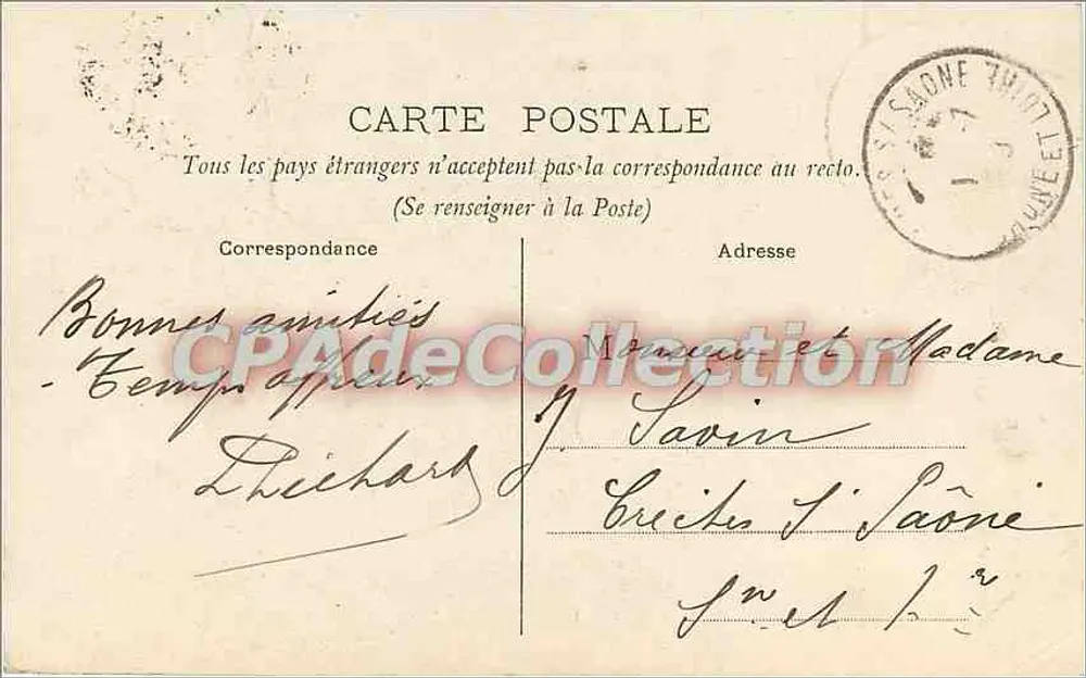 La Bourboule — Desvio do Lago no Barragem — Editor desconhecido, n° de série não visível - Verso