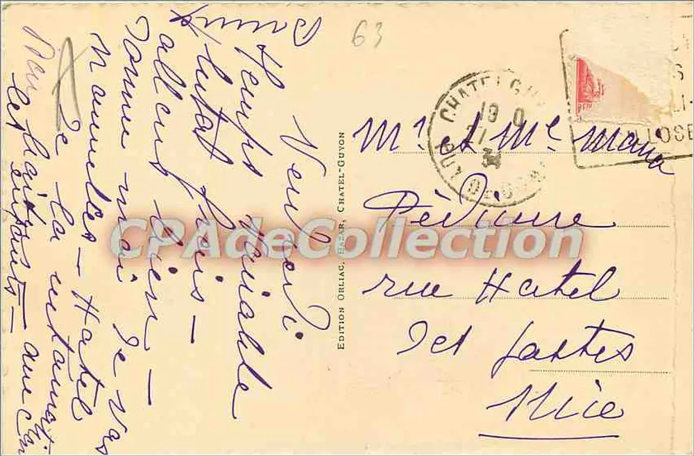Vista através dos Pinheiros — Châtel-Guyon — Edição Orliac, n°63 - Verso