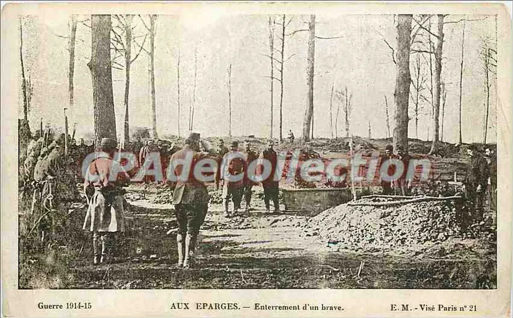 Aux Eparges — Begraving van een held — E.M. - Visé Parijs n° 21 - Voorkant