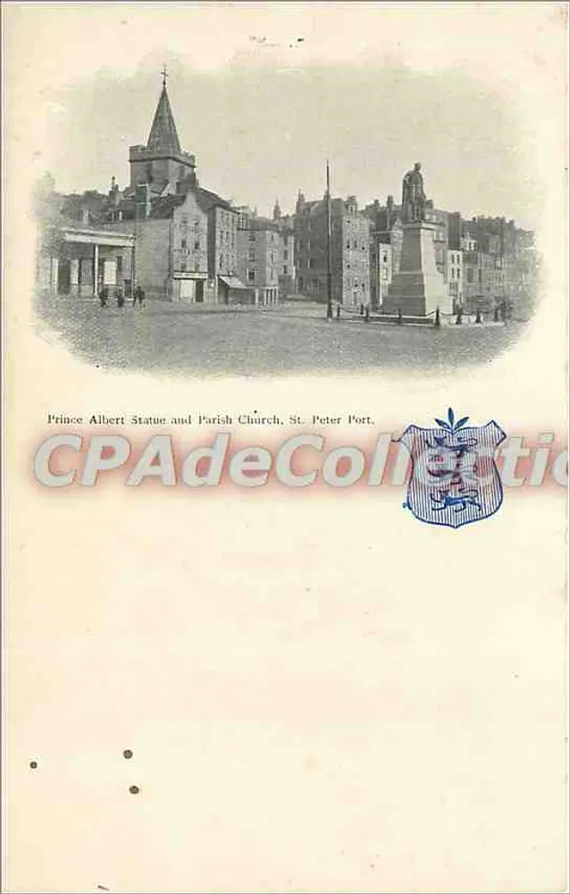 Estatua do Príncipe Albert e Igreja Paroquial, St. Peter Port — editor não identificado - Frente