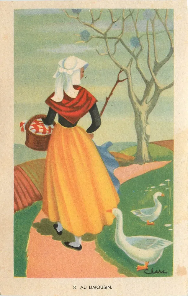 Mulher no Limousin — paisagem rural com patos — edição Clere, n°8 - Frente