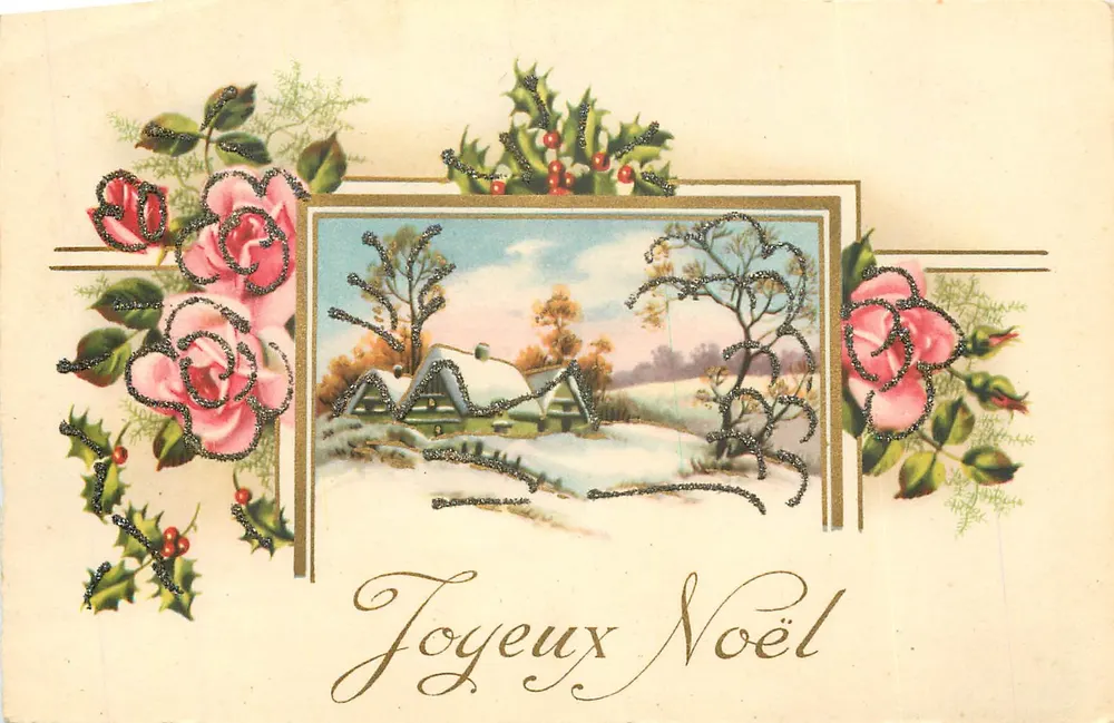 Paisagem invernal — Feliz Natal — carta de boas-vindas - Frente