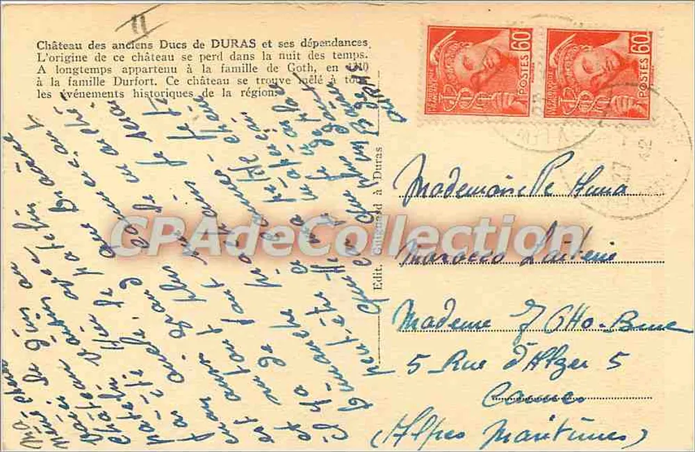 Château de Duras — Duras — unbekannter Verleger - Rückseite