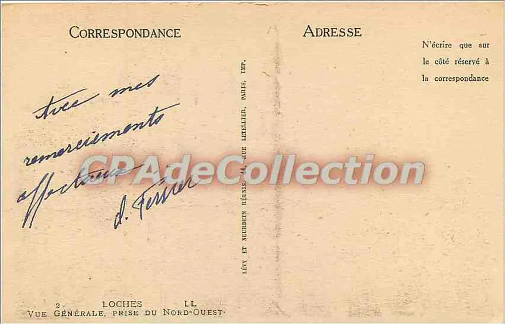 Loches — Allgemeiner Blick aus nordwestlicher Richtung — Verleger: Lévy et Neubin Réunis, Paris - Rückseite