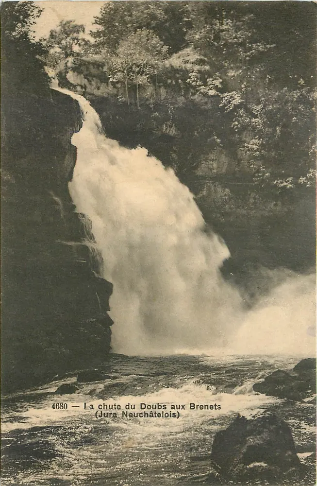 Der Fall des Doubs bei den Brenets — Jura Neuchâtelois — Phototypie Co., Neuchâtel, Nr. 4680 - Vorderseite