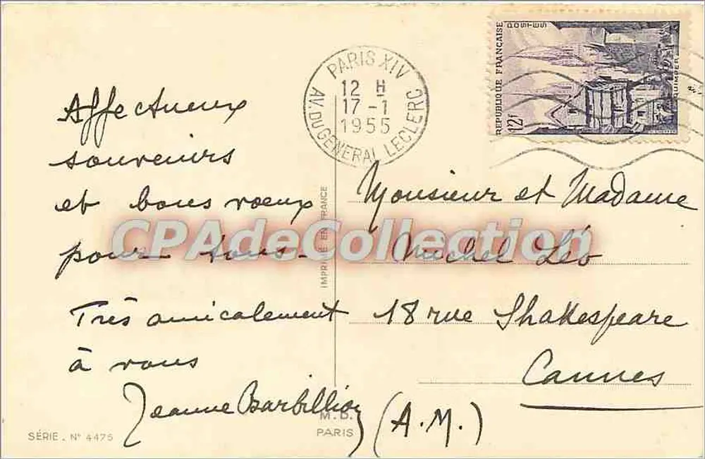 Vila nevada — cena de Natal — Série N° 4475, Impressão Paris - Verso